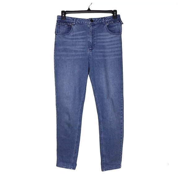 ASOS Denim Farleigh High Waist Frill Ruffle Waist Slim Mom Jeans Size 32 x 32 - Picture 4 of 9